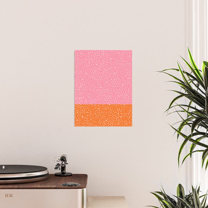 Pink and Orange Painted Smudge Dots Minimalist Color Block Poster Gallery Image 2