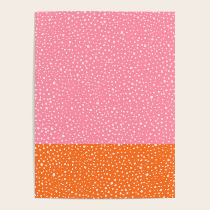 Pink and Orange Painted Smudge Dots Minimalist Color Block Poster Gallery Image 4