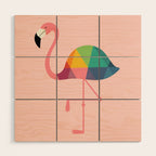 Rainbow Flamingo Wood Wall Art Gallery Image 1