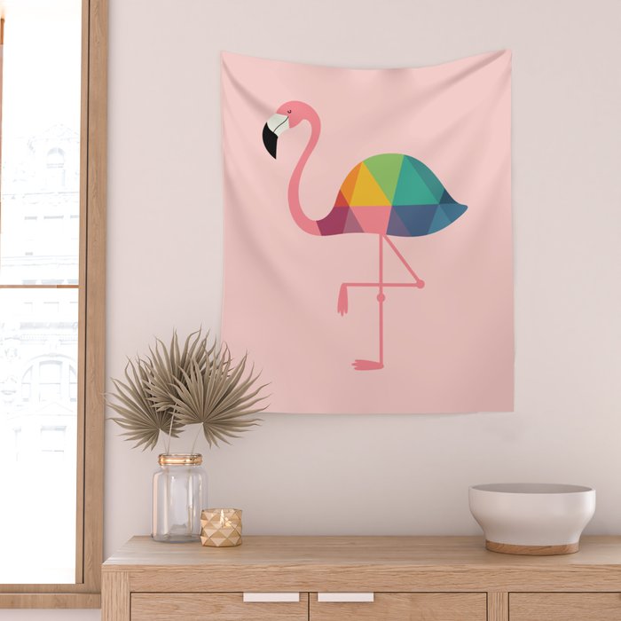 Rainbow Flamingo Wall Tapestry Gallery Image 2