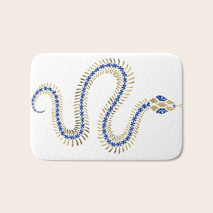 Snake Skeleton - Navy & Gold Palette Bath Mat Gallery Image 1