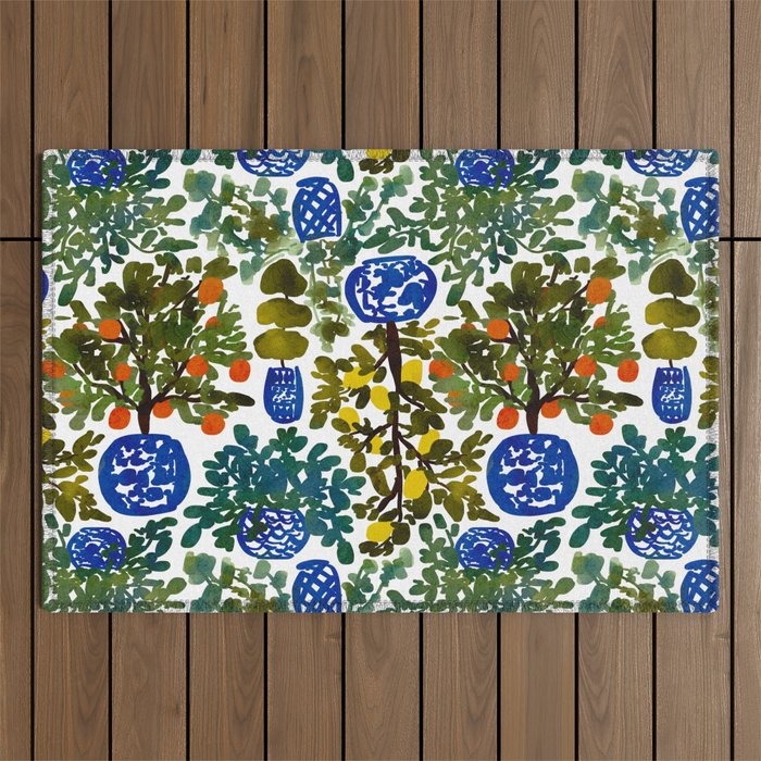 Chinoiserie Kitchen Outdoor Rug Gallery Image 1