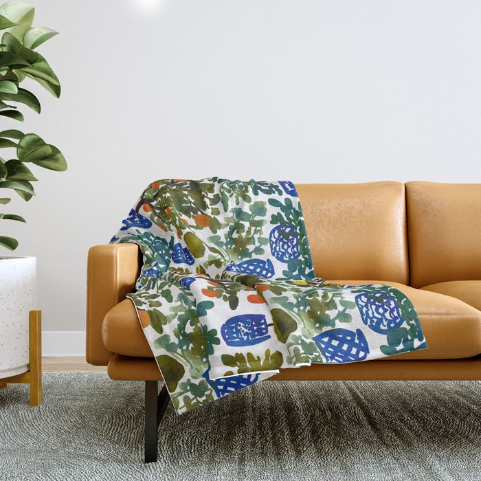 Chinoiserie Kitchen Throw Blanket Gallery Image 1