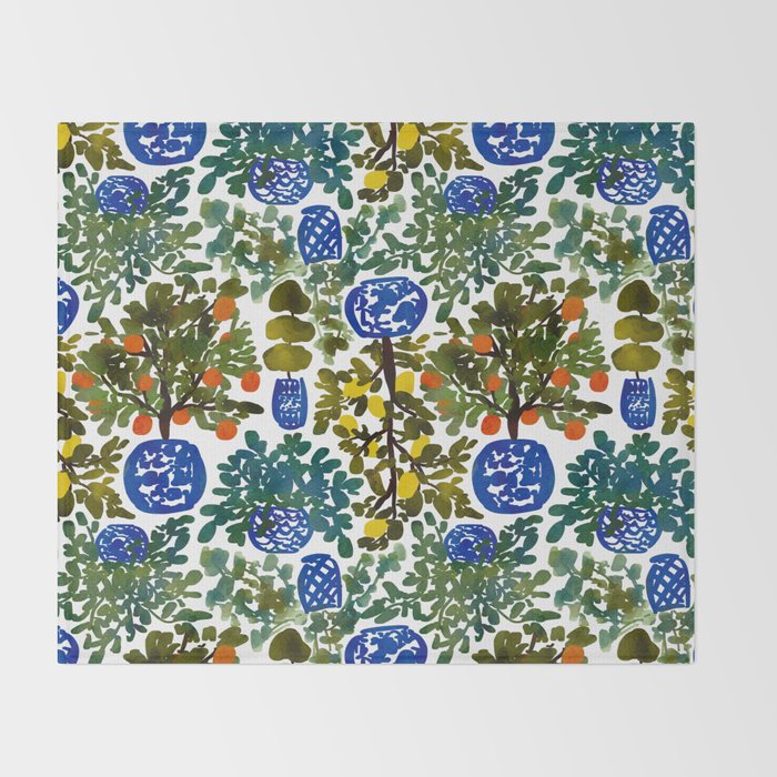 Chinoiserie Kitchen Throw Blanket Gallery Image 2
