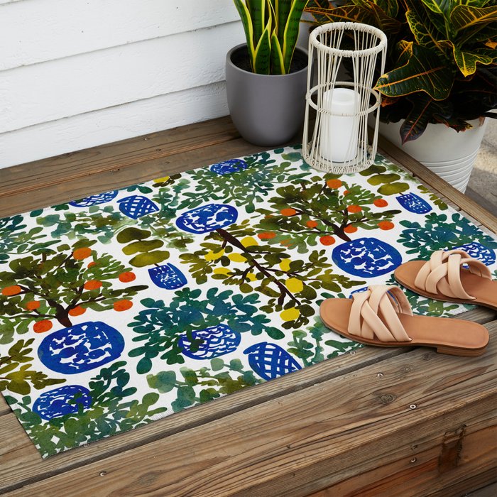 Chinoiserie Kitchen Outdoor Rug Gallery Image 2