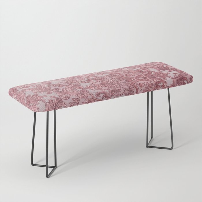 Elegant chic pink burgundy grunge floral damask Bench Gallery Image 1