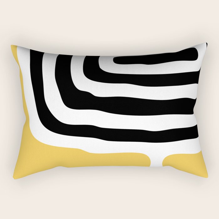 Mid Century Modern Atomic Rings 222 Yellow and Black Rectangular Pillow Gallery Image 1