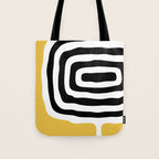 Mid Century Modern Atomic Rings 222 Yellow and Black Tote Bag Gallery Image 1