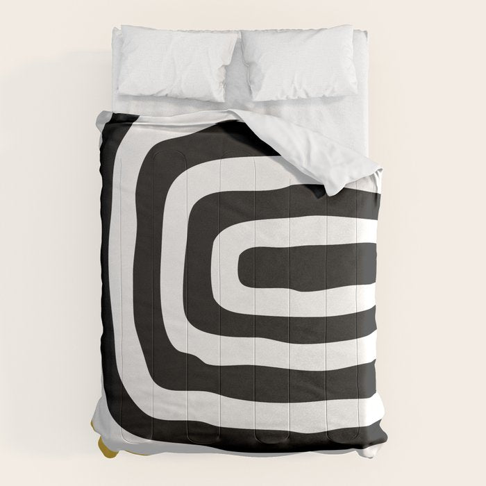 Mid Century Modern Atomic Rings 222 Yellow and Black Comforter Gallery Image 6