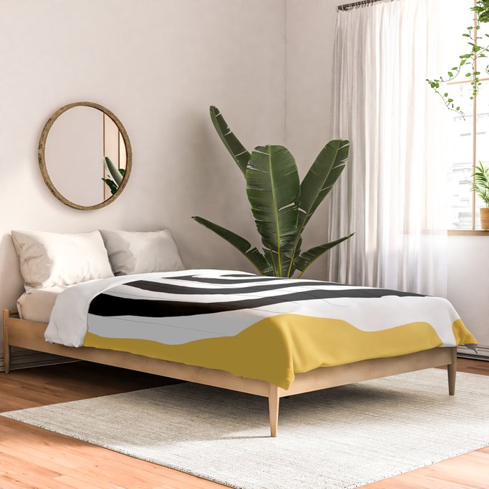Mid Century Modern Atomic Rings 222 Yellow and Black Comforter Gallery Image 2