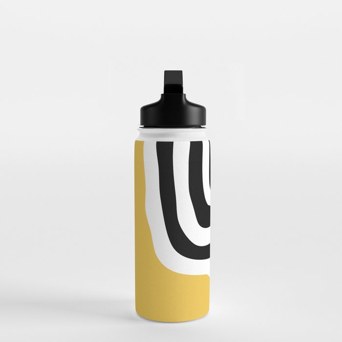 Mid Century Modern Atomic Rings 222 Yellow and Black Water Bottle Gallery Image 3