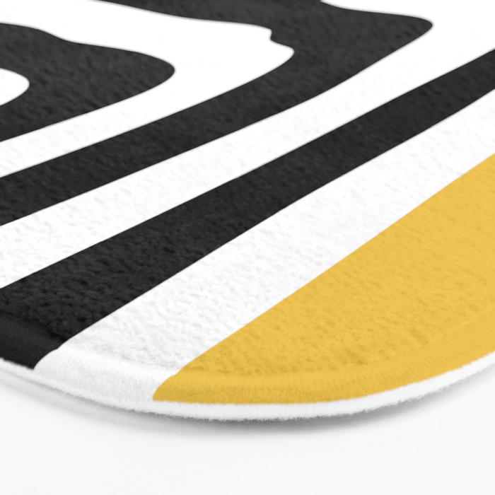 Mid Century Modern Atomic Rings 222 Yellow and Black Bath Mat Gallery Image 3