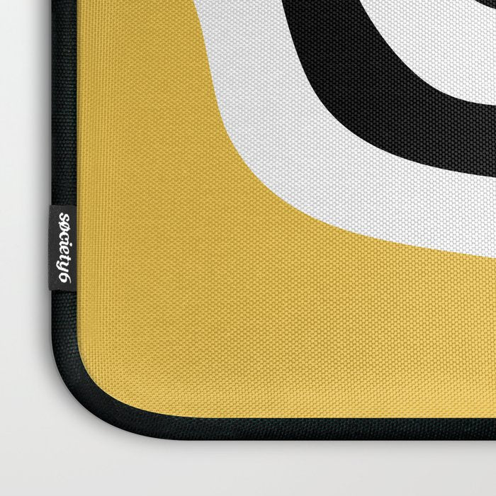 Mid Century Modern Atomic Rings 222 Yellow and Black Laptop Sleeve Gallery Image 3