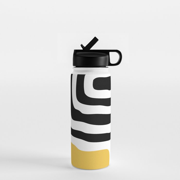 Mid Century Modern Atomic Rings 222 Yellow and Black Water Bottle Gallery Image 1