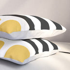 Mid Century Modern Atomic Rings 222 Yellow and Black Pillow Sham Gallery Image 3