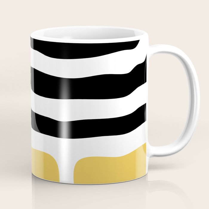 Mid Century Modern Atomic Rings 222 Yellow and Black Coffee Mug Gallery Image 1