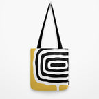 Mid Century Modern Atomic Rings 222 Yellow and Black Tote Bag Gallery Image 2