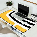 Mid Century Modern Atomic Rings 222 Yellow and Black Desk Mat Gallery Image 2