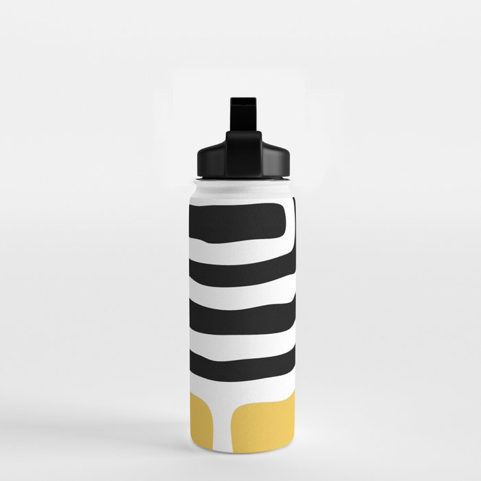 Mid Century Modern Atomic Rings 222 Yellow and Black Water Bottle Gallery Image 2