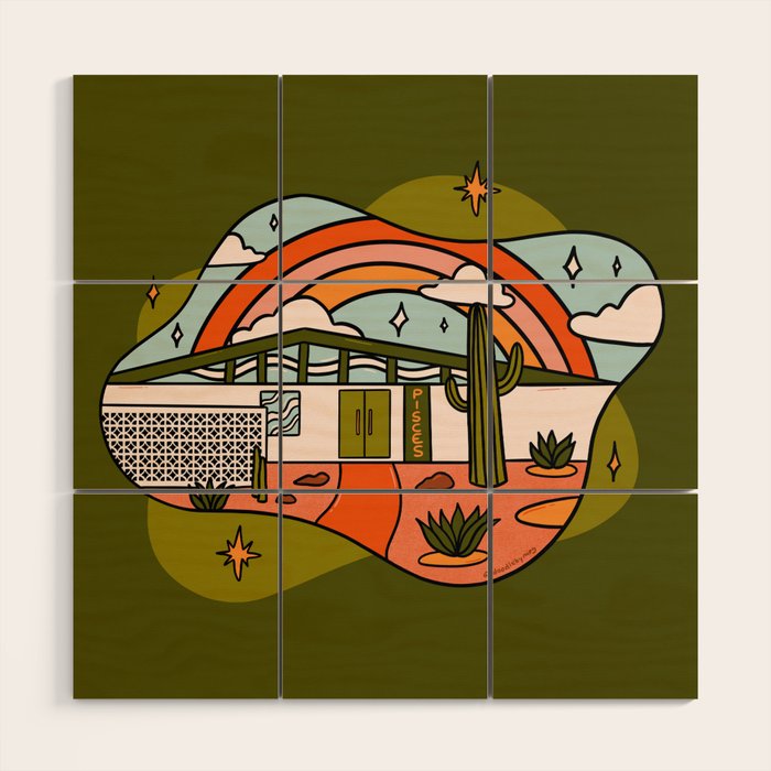Pisces Mid Century House Wood Wall Art Gallery Image 1