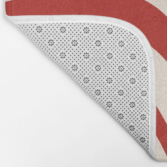 New Groove Retro Swirl Abstract Pattern in Red and Almond Cream Bath Mat Gallery Image 2