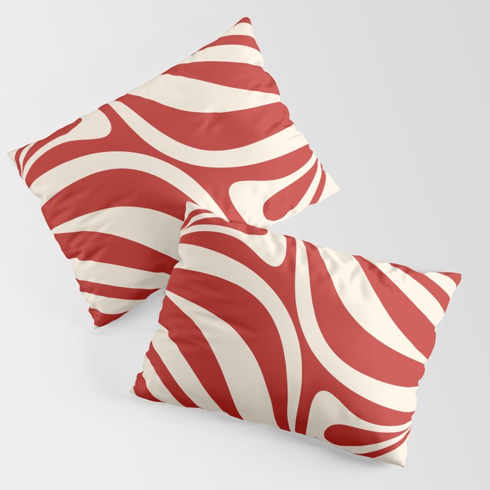 New Groove Retro Swirl Abstract Pattern in Red and Almond Cream Pillow Sham Gallery Image 3
