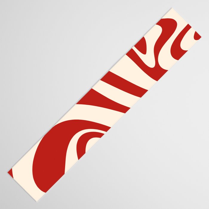 New Groove Retro Swirl Abstract Pattern in Red and Almond Cream Table Runner Gallery Image 3