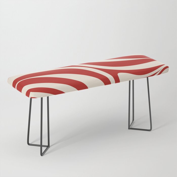 New Groove Retro Swirl Abstract Pattern in Red and Almond Cream Bench Gallery Image 1
