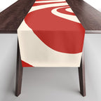 New Groove Retro Swirl Abstract Pattern in Red and Almond Cream Table Runner Gallery Image 1