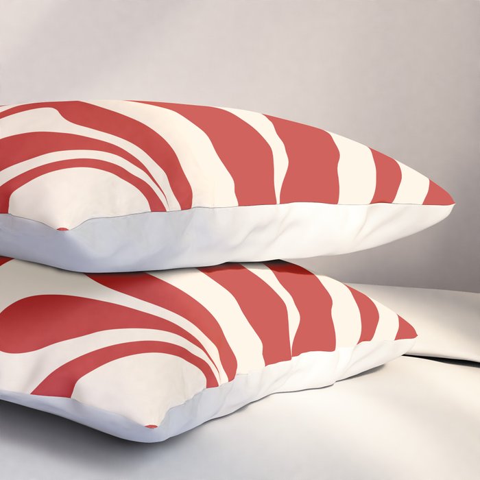 New Groove Retro Swirl Abstract Pattern in Red and Almond Cream Pillow Sham Gallery Image 3