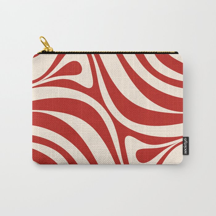 New Groove Retro Swirl Abstract Pattern in Red and Almond Cream Carry All Pouch Gallery Image 1