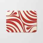 New Groove Retro Swirl Abstract Pattern in Red and Almond Cream Bath Mat Gallery Image 1