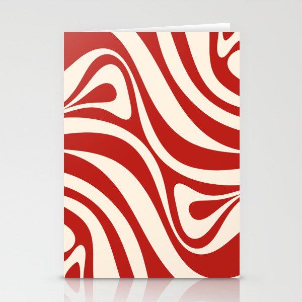 New Groove Retro Swirl Abstract Pattern in Red and Almond Cream Stationery Card Gallery Image 2