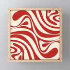 New Groove Retro Swirl Abstract Pattern in Red and Almond Cream Mini Art Print Gallery Image 1