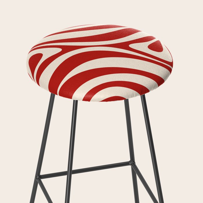 New Groove Retro Swirl Abstract Pattern in Red and Almond Cream Stool Gallery Image 2