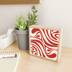 New Groove Retro Swirl Abstract Pattern in Red and Almond Cream Mini Art Print Gallery Image 2