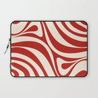New Groove Retro Swirl Abstract Pattern in Red and Almond Cream Laptop Sleeve Gallery Image 1