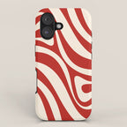 New Groove Retro Swirl Abstract Pattern in Red and Almond Cream iPhone Case Gallery Image 1