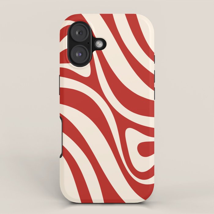 New Groove Retro Swirl Abstract Pattern in Red and Almond Cream iPhone Case Gallery Image 1