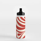 New Groove Retro Swirl Abstract Pattern in Red and Almond Cream Water Bottle Gallery Image 2