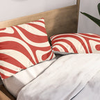 New Groove Retro Swirl Abstract Pattern in Red and Almond Cream Pillow Sham Gallery Image 2