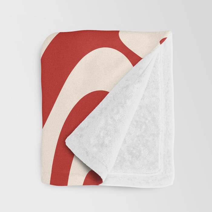 New Groove Retro Swirl Abstract Pattern in Red and Almond Cream Throw Blanket Gallery Image 3