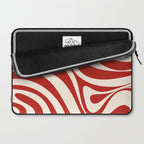 New Groove Retro Swirl Abstract Pattern in Red and Almond Cream Laptop Sleeve Gallery Image 2