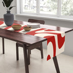 New Groove Retro Swirl Abstract Pattern in Red and Almond Cream Table Runner Gallery Image 2