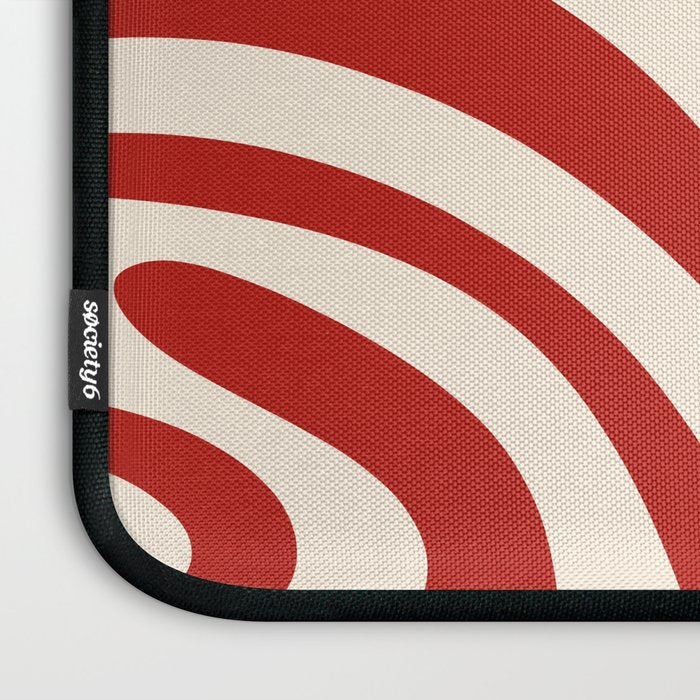 New Groove Retro Swirl Abstract Pattern in Red and Almond Cream Laptop Sleeve Gallery Image 3