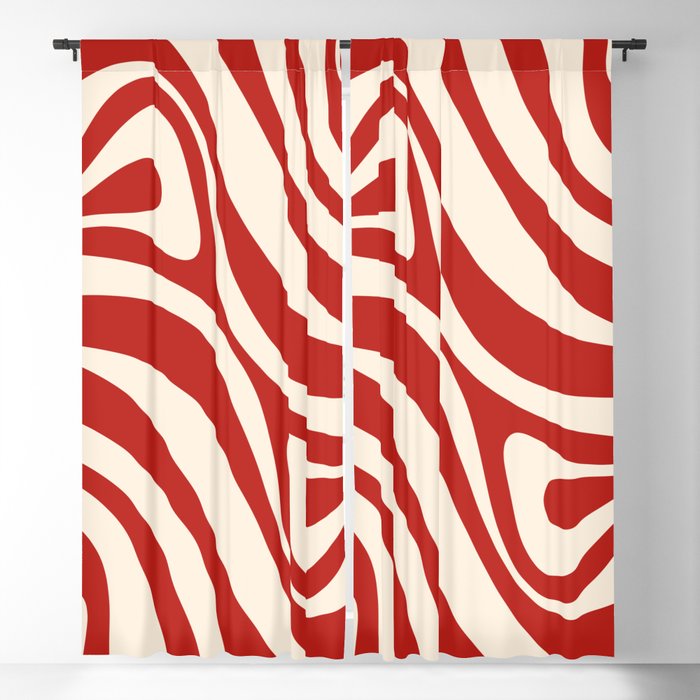 New Groove Retro Swirl Abstract Pattern in Red and Almond Cream Window Curtain Gallery Image 5