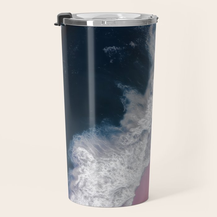 Pink Shoreline - Aerial Ocean Photography Print Travel Mug Gallery Image 3