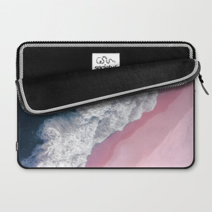 Pink Shoreline - Aerial Ocean Photography Print Laptop Sleeve Gallery Image 2
