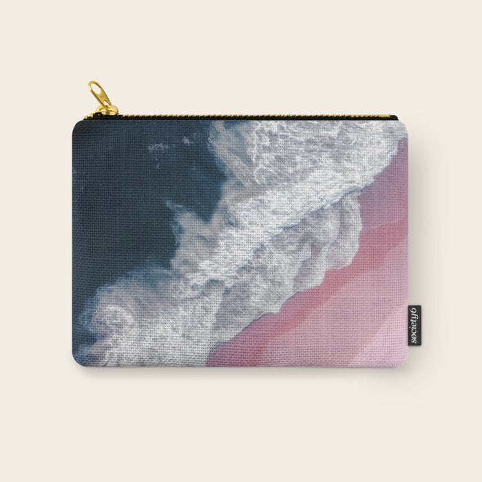 Pink Shoreline - Aerial Ocean Photography Print Carry All Pouch Gallery Image 1