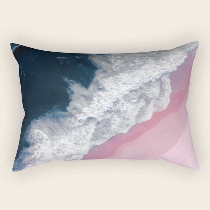 Pink Shoreline - Aerial Ocean Photography Print Rectangular Pillow Gallery Image 2
